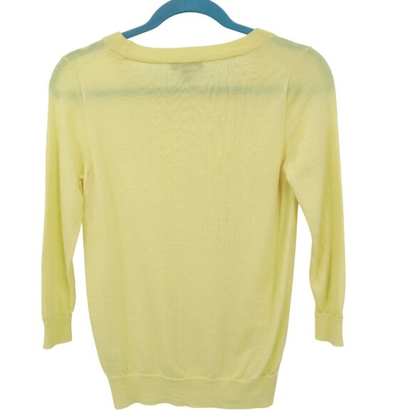 J. Crew‎ Merino Wool Sweater Womens PS Yellow Elevated Basic Preppy Academia - Picture 10 of 16